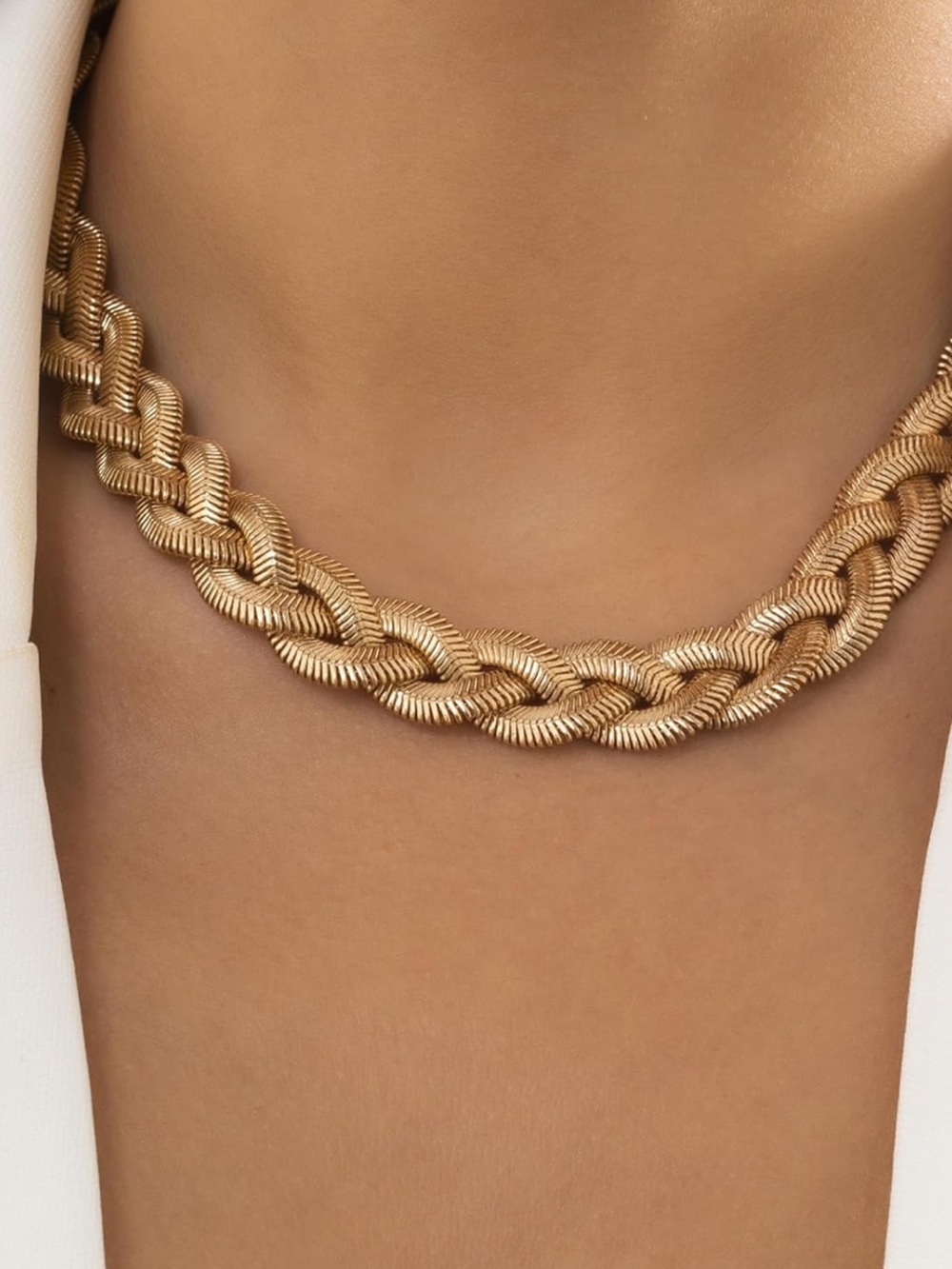 Gold Braided Chain Necklace